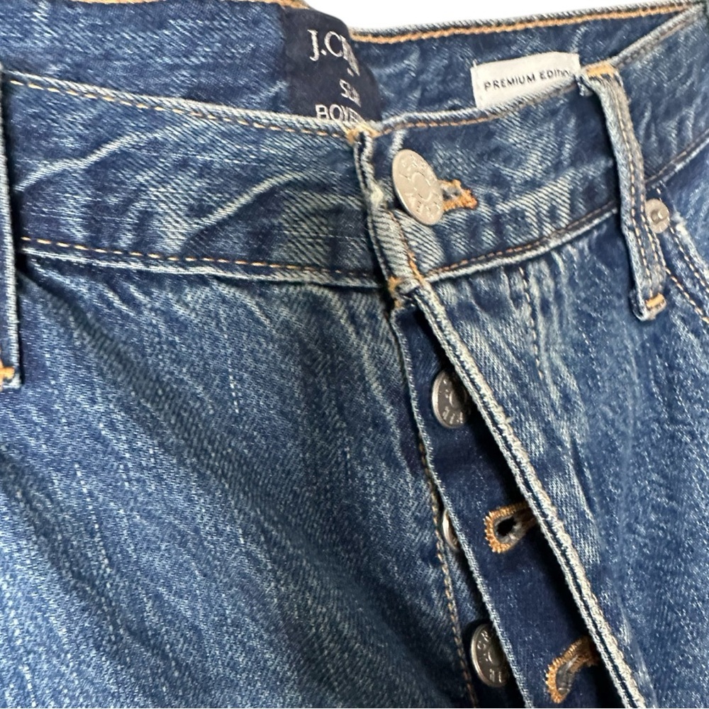 J Crew NWT Premium Edition Slim Boyfriend Button Fly High Waist Straight Jeans - Picture 8 of 15